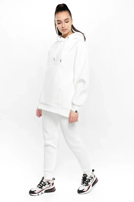 Hanorac Oversize Cotton Fleece — Alb