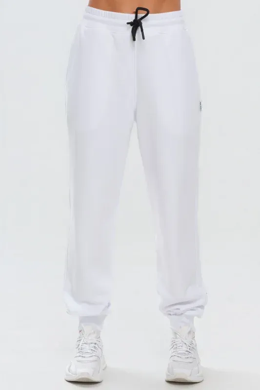 Pantaloni Basic din Bumbac — Alb