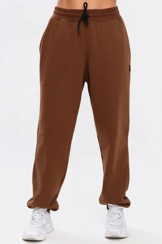 Pantaloni Basic din Bumbac — Maro