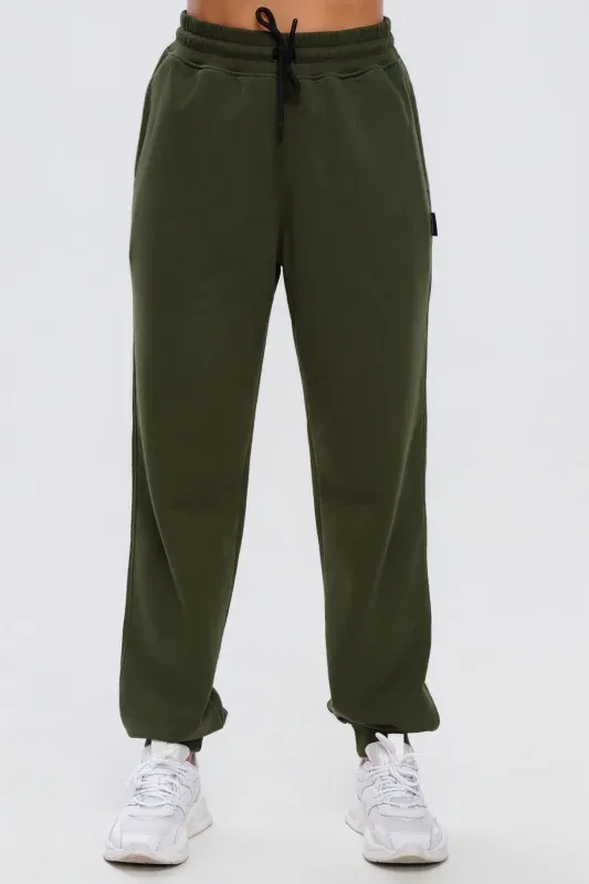 Pantaloni Basic din Bumbac — Kaki