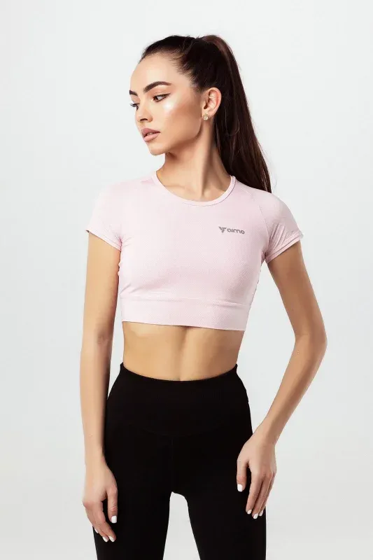 Tricou Sport Crop — Roz deschis