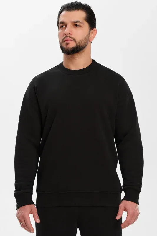 Pulover de bază din bumbac — Negru