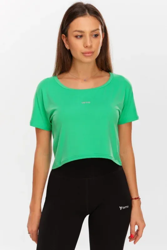 Tricou Sport Crop Lejer — Verde