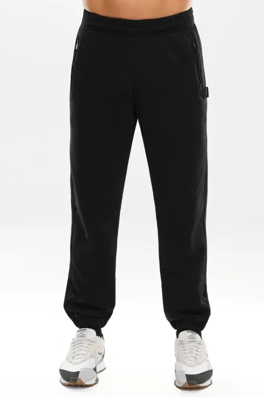 Pantaloni Basic din Bumbac — Negru