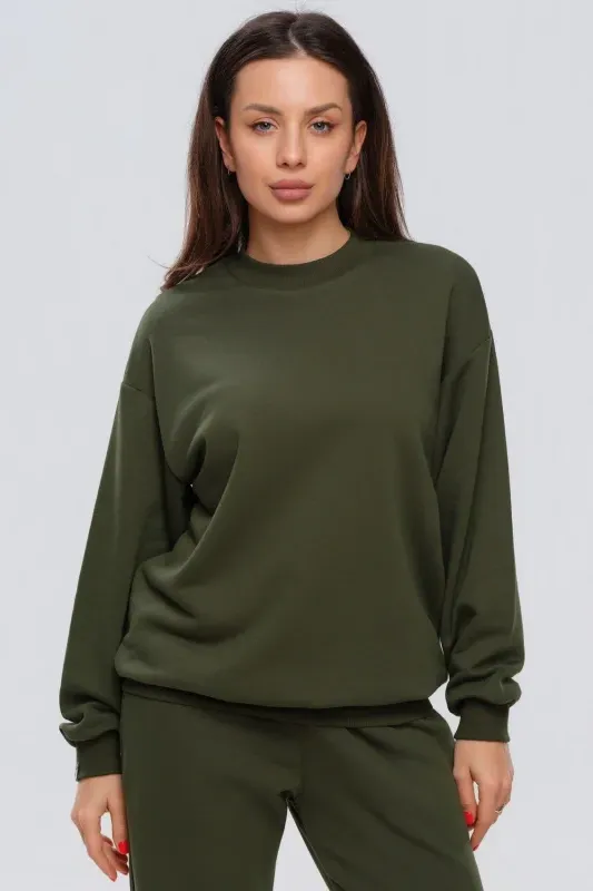 Pulover de bază din bumbac — Verde