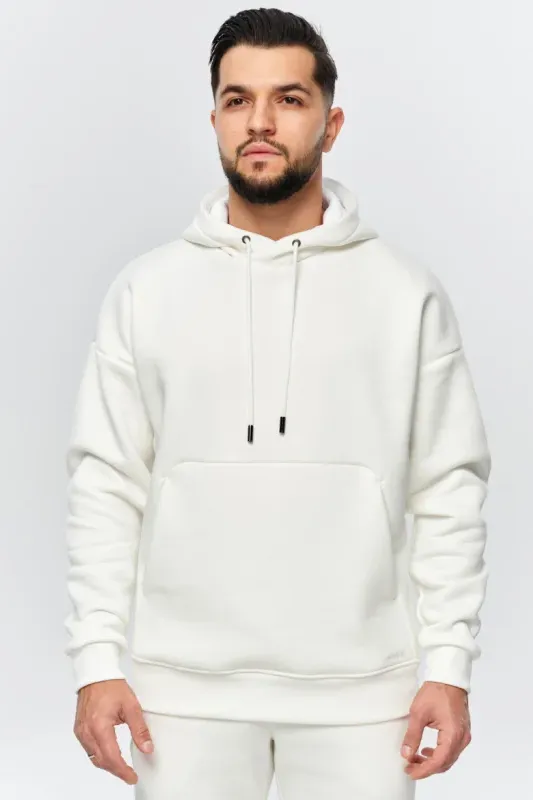 Hanorac Cotton Fleece — Alb