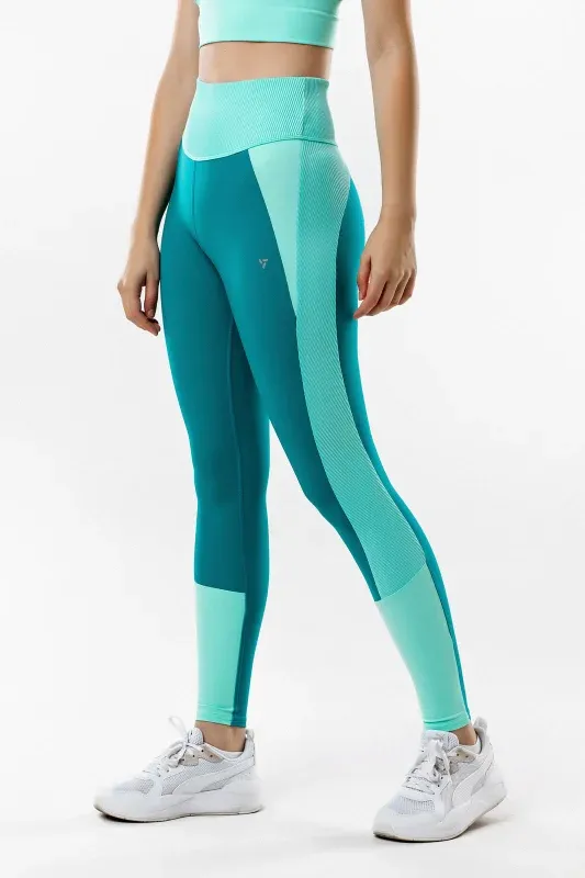 Line Color Leggings — Verde mentă