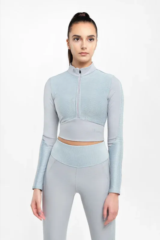 Top Sport cu Fermoar Scurt — Gri 