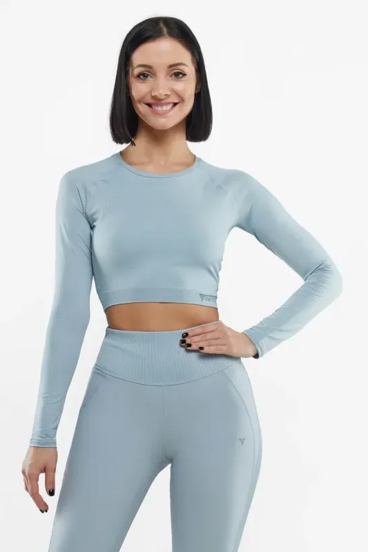 Top Sport cu Mânecă Lungă — Gri 